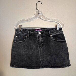 Edikted Faded Washed Black Mini Jean Skirt, Women’s Size M